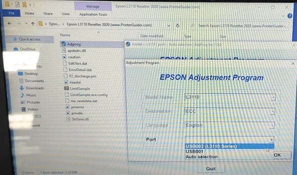 How to Reset EPSON L3110 Printer by Epson Resetter or Adjustment Program