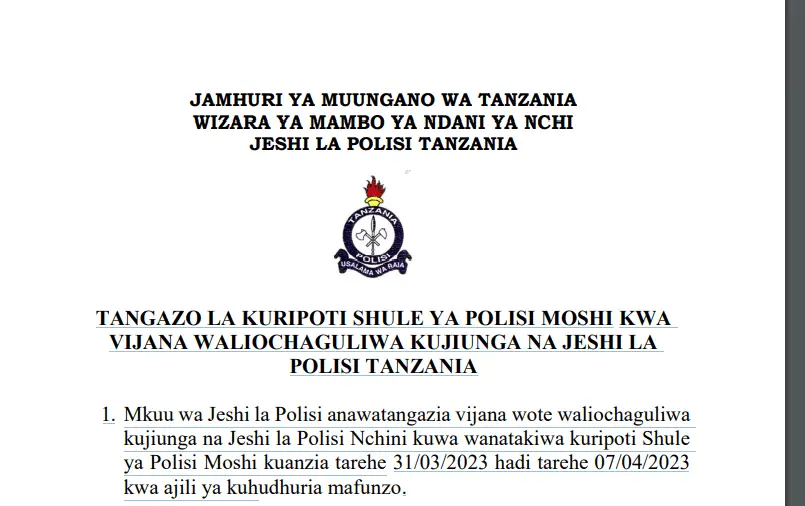 Majina waliochaguliwa Jeshi la Polisi 2023 Download PDF Police Selection